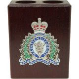 Rosewood Pen holder with full colour pewter crest