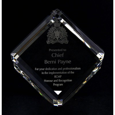 Etched Crystal Cube Paperweight
