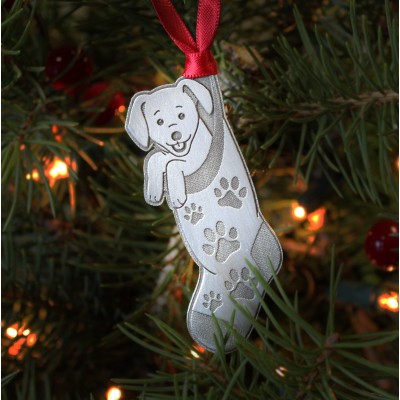 Puppy in Stocking Christmas Ornament