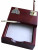 Rosewood Paper memo holder with pewter crest and gold toned Pen holder, Pen included.